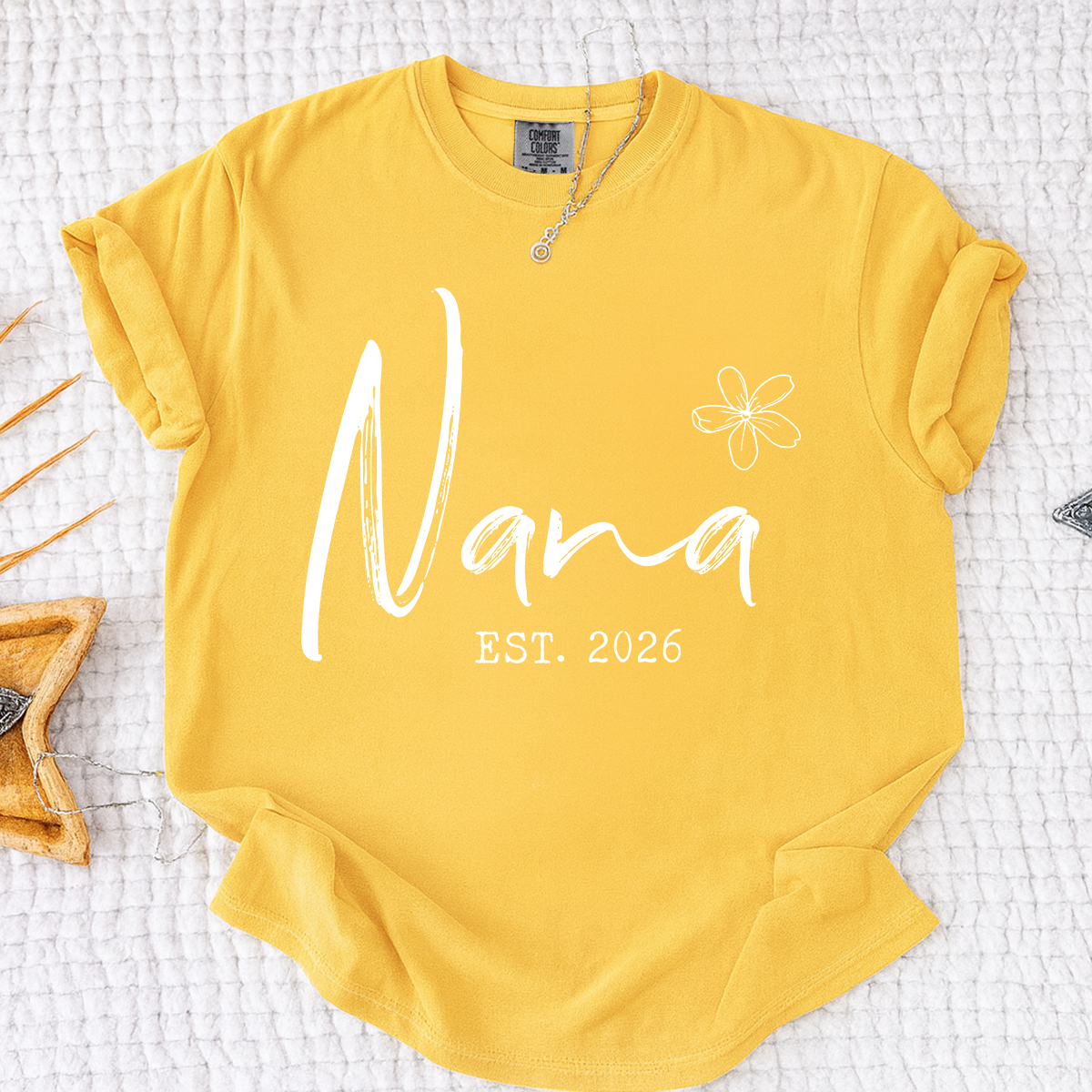 Comfort Colors® Personalized Nana Est 2026 Shirt, Custom Grandma T Shirt, Simple Floral Nana Graphic Tee, Gift for New Grandma Women