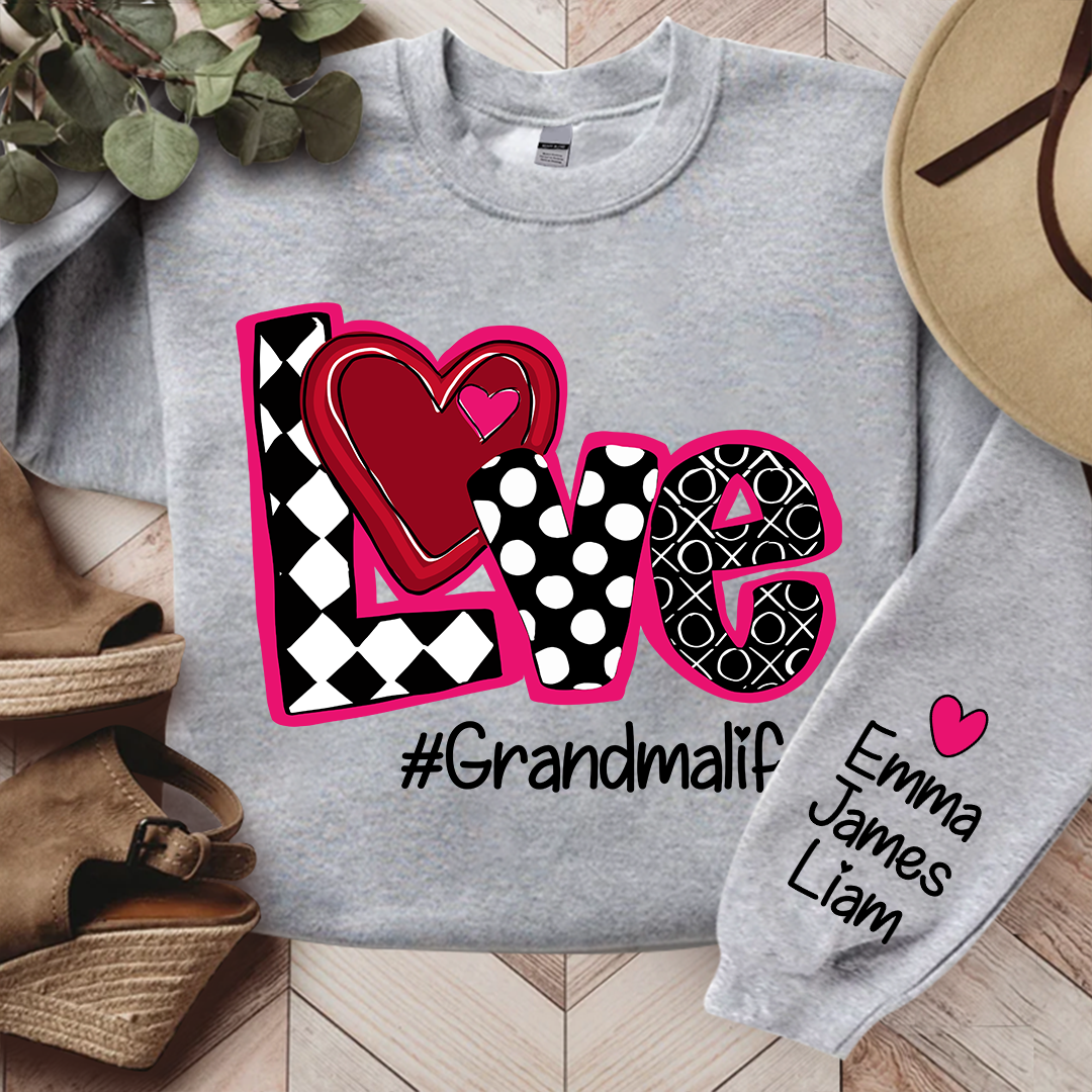 Love Valentine Sweatshirt, Custom Grandma With Kids, Grandma Gift Valentine TH Sweatshirt