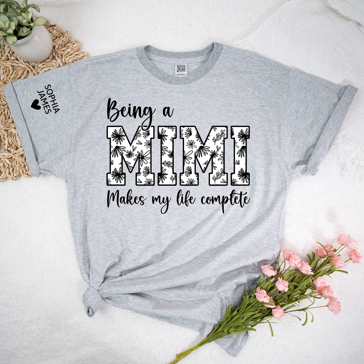 Being a Mimi Makes My Life Complete Shirt, Personalized Grandma T-Shirt, Cute Family Apparel for Mimi