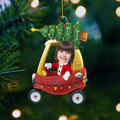 Custom Kid Face Ornament 2025 – Personalized Christmas Car Ornament with Name & Photo, Cute Gift for Kids Ornament