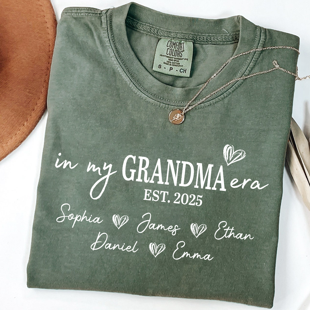 Comfort Colors In My Grandma Era Est 2025 Custom Shirt, Gift for Grandmother with Kids' Names
