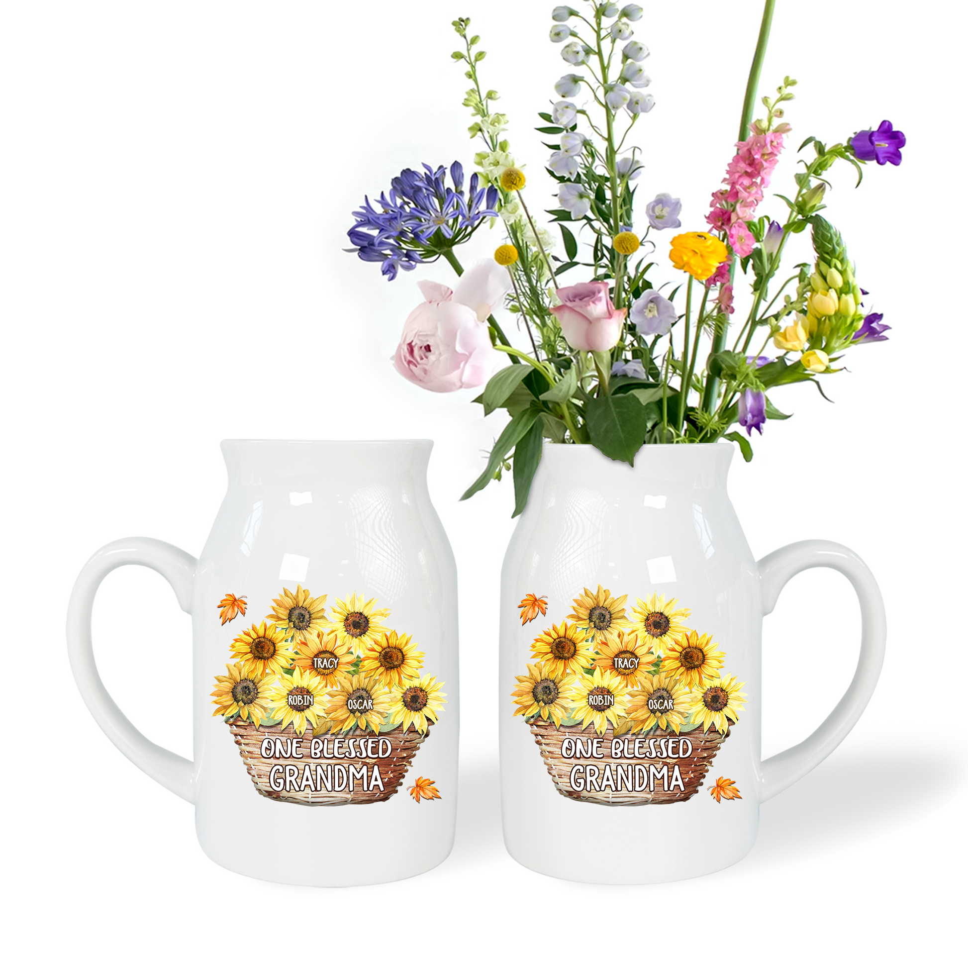 Flower Basket For Grandma And Kids - Custom Home Decoration Flower Vase According To Family Requirements - Warm Gift For Mother's Day, Ceramic Flower Vase