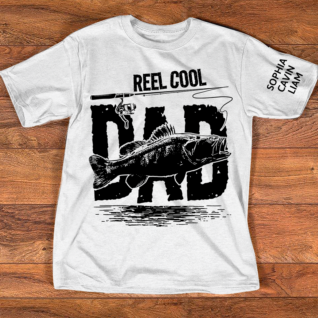 Reel Cool Papa Tee Fishing Lover Shirt Bass Fish Design Gift for Grandpa