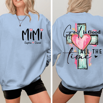 Custom Hand Drawn Cross Sweatshirt, Gift for Mimi And Grandchild