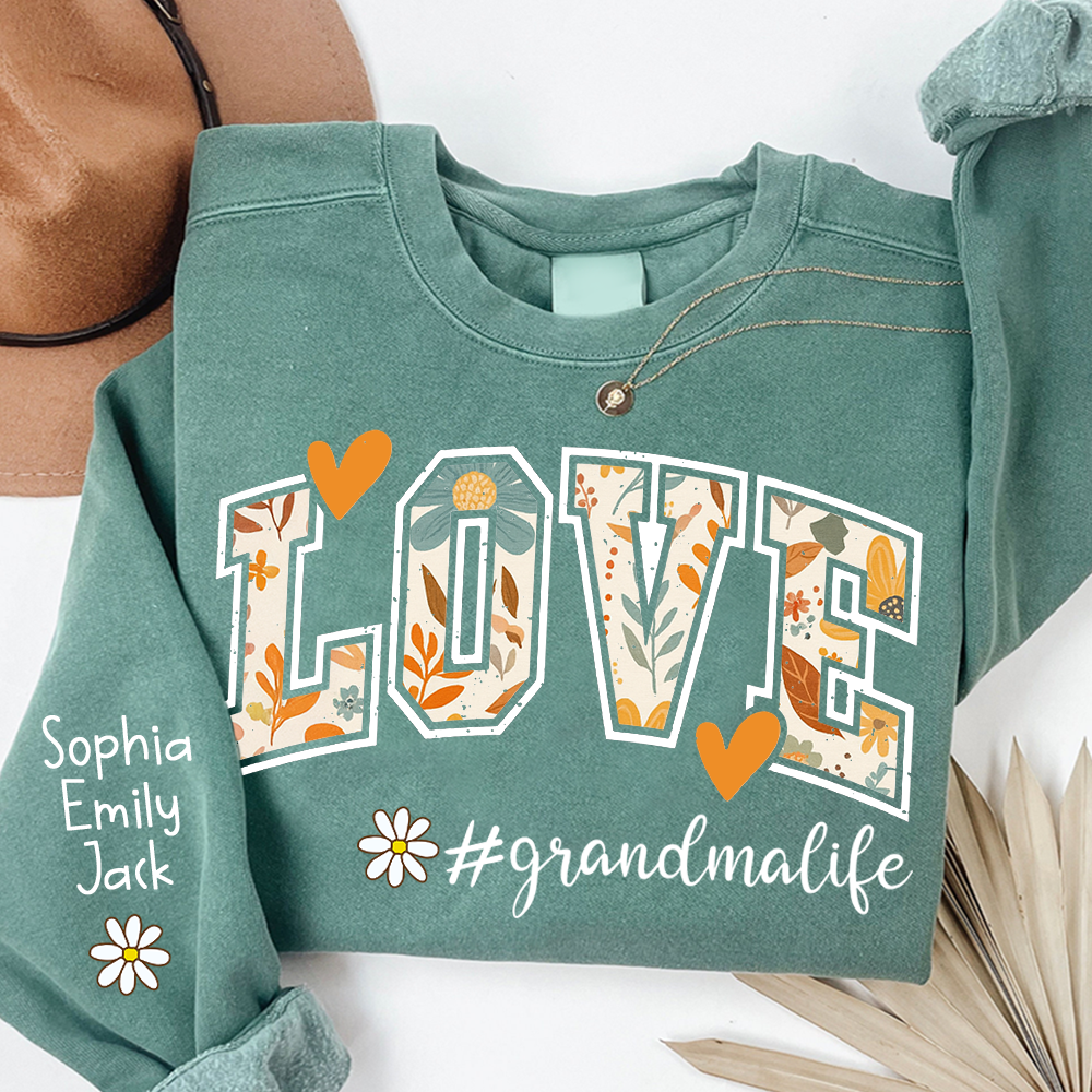 Customized Fall Grandma Life Pumpkin Sweatshirt, Personalized for Grandma And Kids