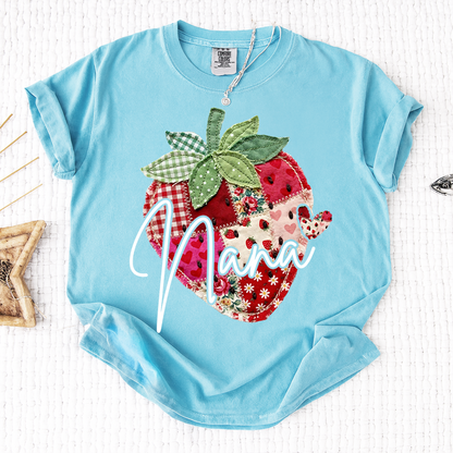 Comfort Colors® Customized Mimi Shirt with Names, Sweet Strawberry Spring Grandma Gift