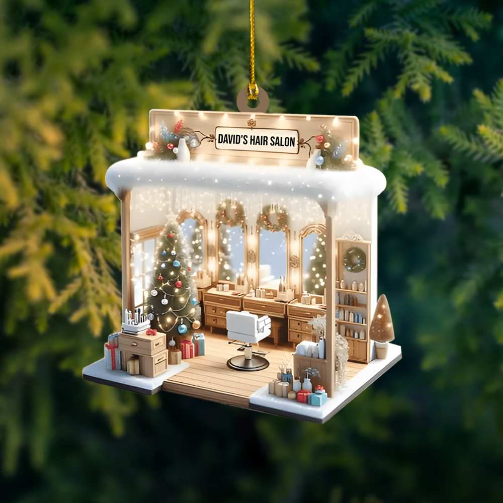 Personalized Hair Stylist Salon Ornament – Custom Name Beauty Studio Christmas Decoration, Gift for Hairdressers and Cosmetologists Ornament