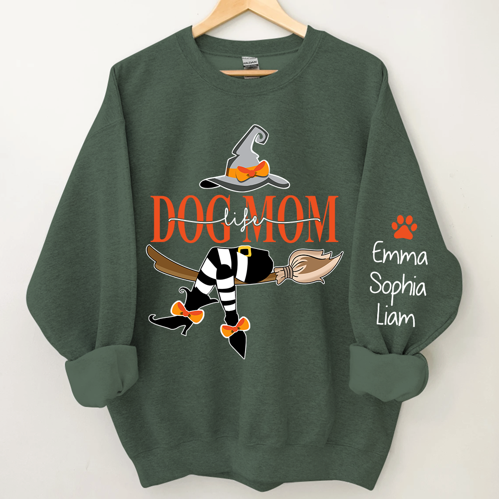 Dog Mom With Halloween Sweatshirt, Custom Mom & Kids Halloween, Gift For Mom TH
