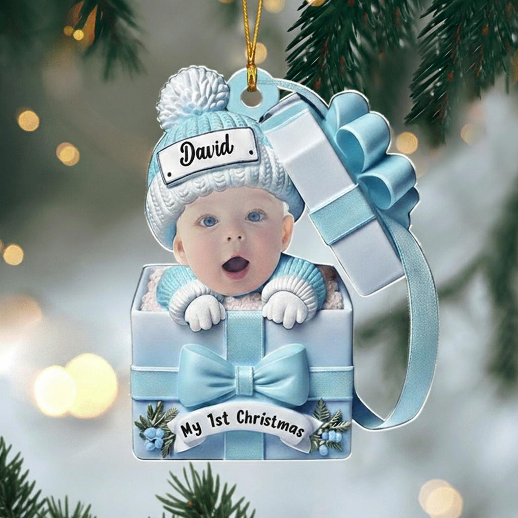 Baby Inside Gift Box - Personalized Custom Acrylic Ornament