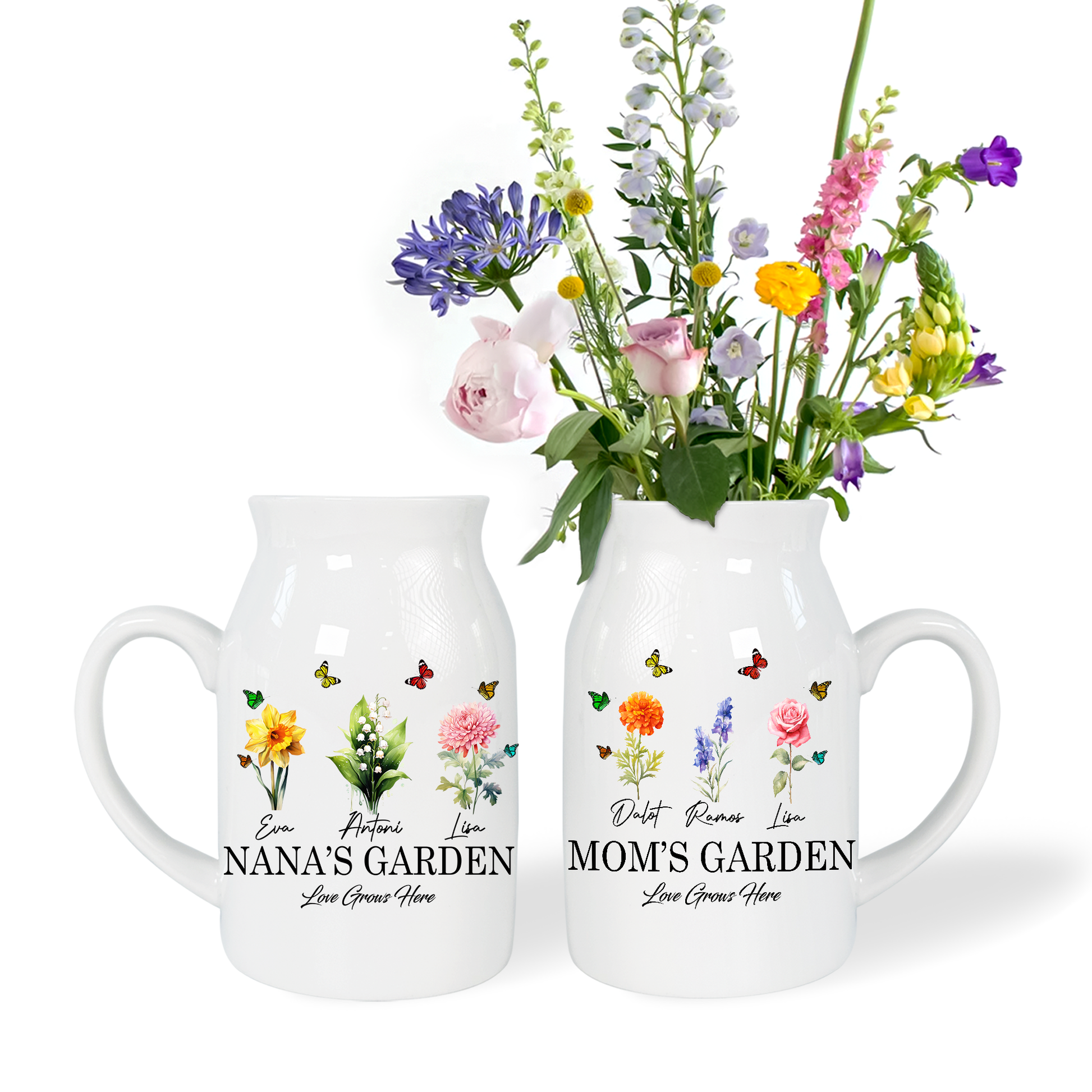 Personalized Grandma's Garden And Grandkids Flower Ceramic Flower Vase