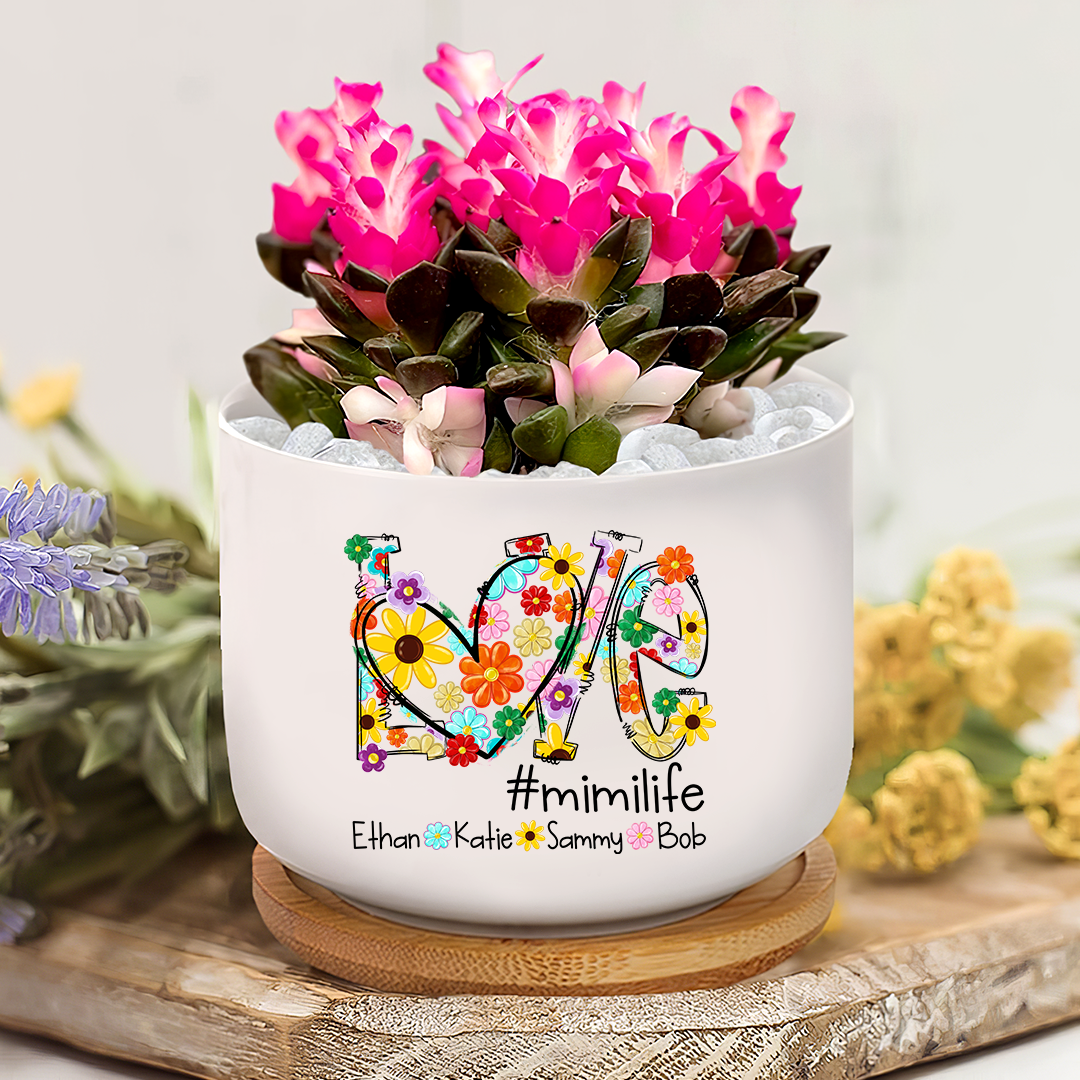 Colorful Love Daisy Grandma Plant Pot
