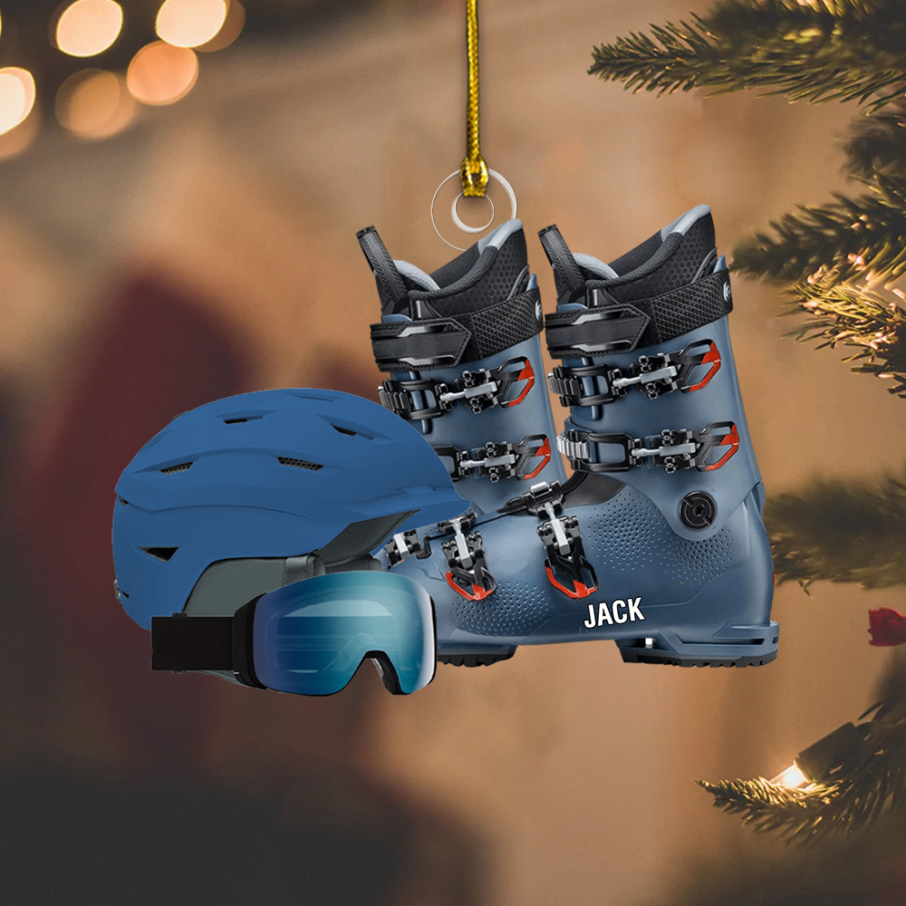 Skiing Ornament 2025 – Personalized Ski Gear Ornament with Name, Custom Winter Holiday Decoration Ornament