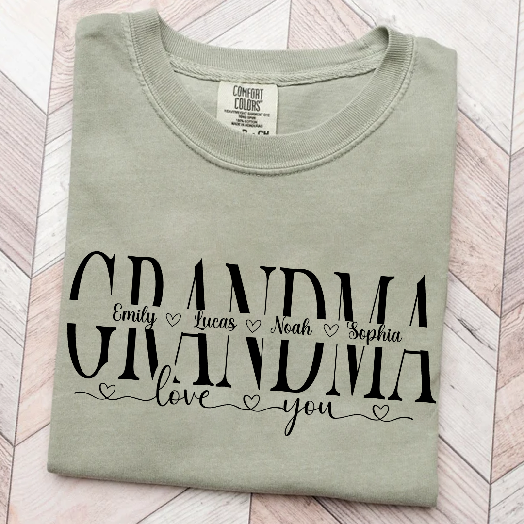 Personalized Grandma Shirt with Grandkids' Names - Comfort Colors T-Shirt