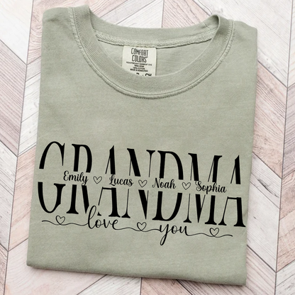 Personalized Grandma Shirt with Grandkids' Names - Comfort Colors T-Shirt