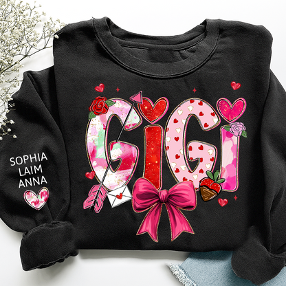 Mama Valentine Sweater, Personalized Heart and Arrow Printed Sweatshirt For Family Gift