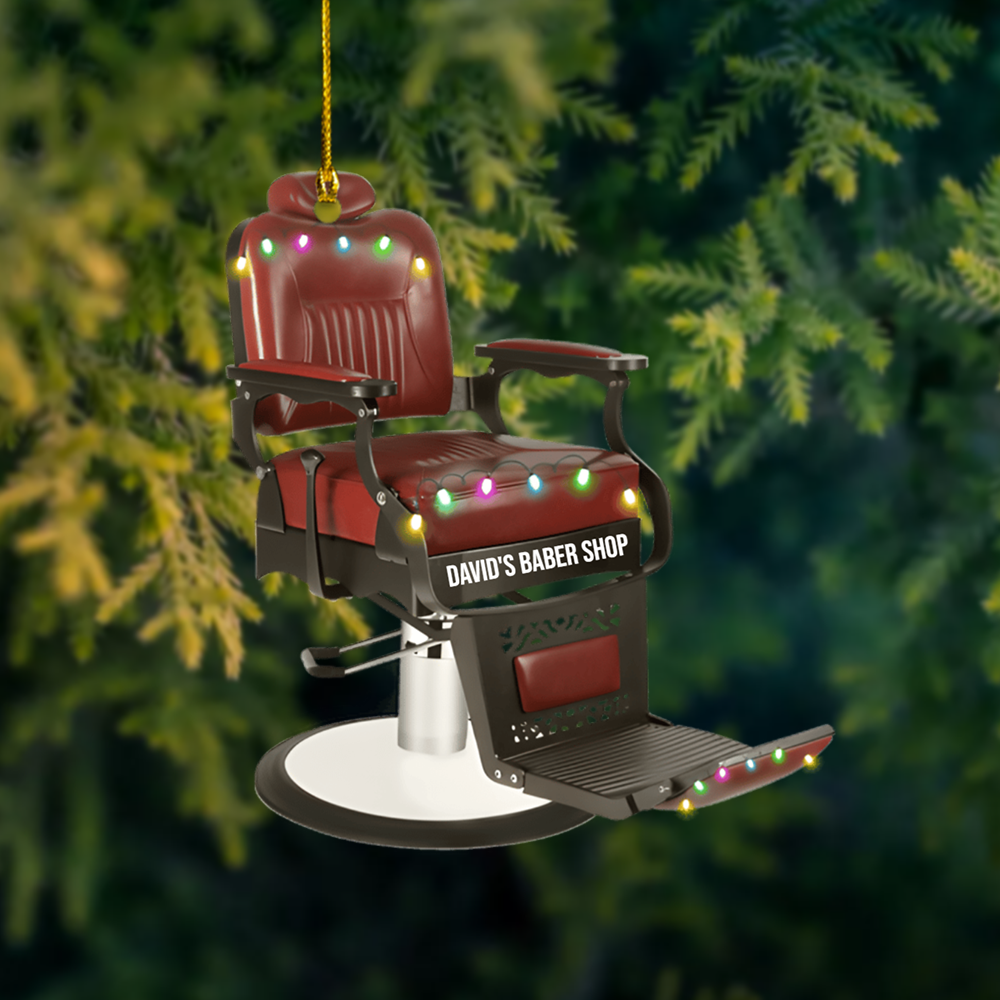 Personalized Barber Chair Ornament 2025 – Custom Name Barber Shop Decoration for Barbers Ornament