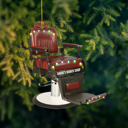 Personalized Barber Chair Ornament 2025 – Custom Name Barber Shop Decoration for Barbers Ornament