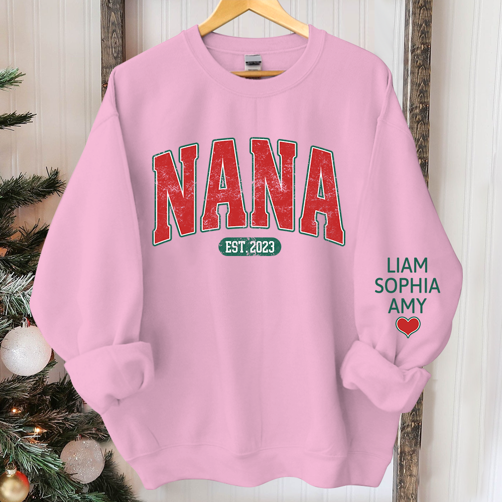 Personalized Nana Christmas With Grandkids Sweatshirt
