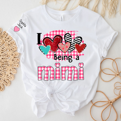 Valentine Mimi Crewneck T-shirt, Cute Heart Family Love Design, For Gift Grandma And Kids