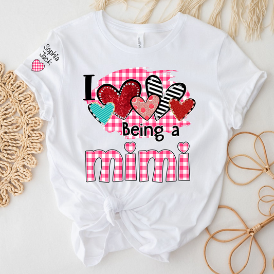 Valentine Mimi Crewneck T-shirt, Cute Heart Family Love Design, For Gift Grandma And Kids