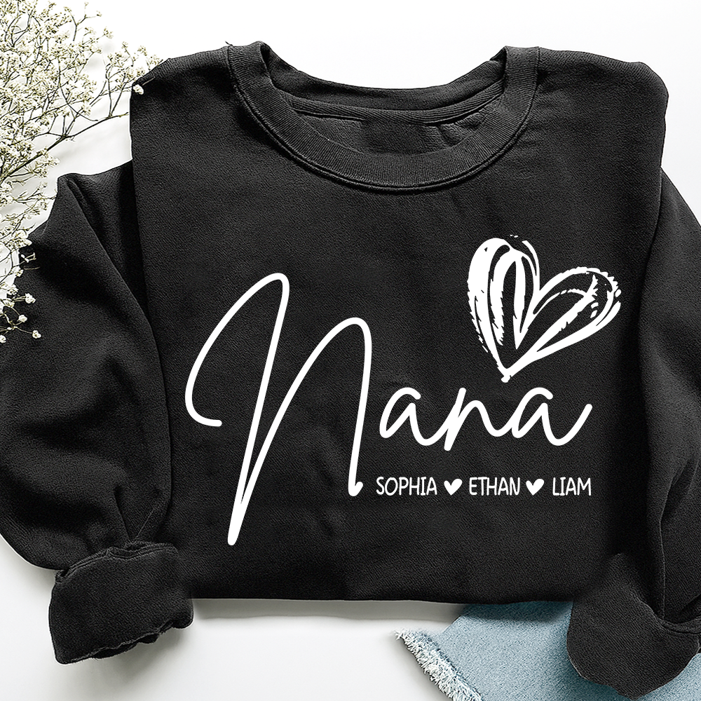 Personalized Nana Heart Sweatshirt Nana Heart, For Gift Grandma And Kids