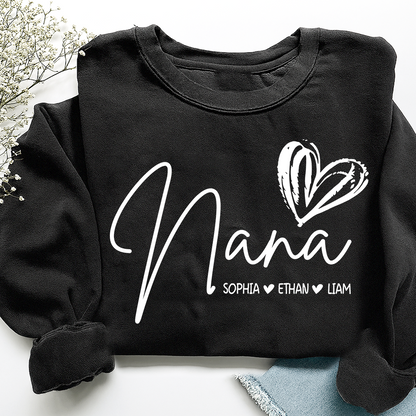 Personalized Nana Heart Sweatshirt Nana Heart, For Gift Grandma And Kids