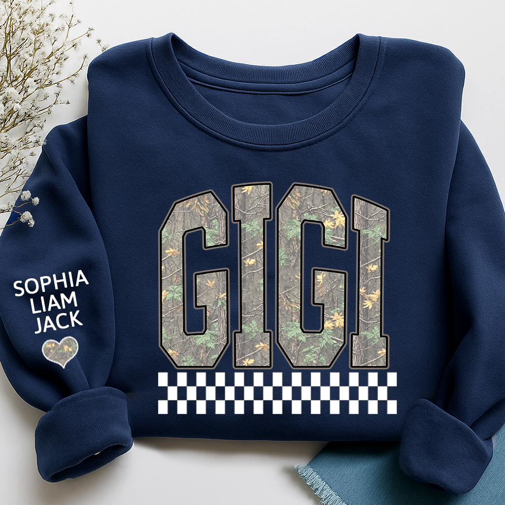 Personalized Gigi Sweatshirt, Modern Block Letter Grandma Crewneck