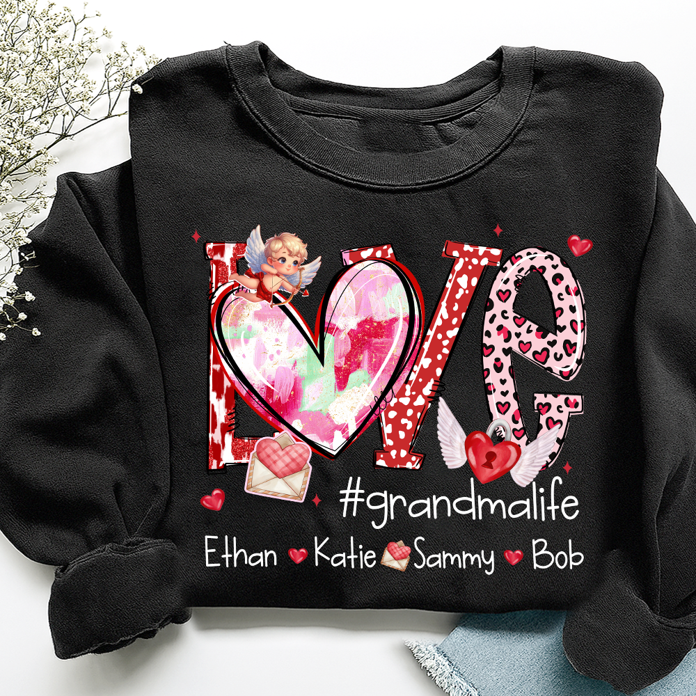 Personalized Love Grandma Life Sweatshirt, Custom Valentine Heart Design