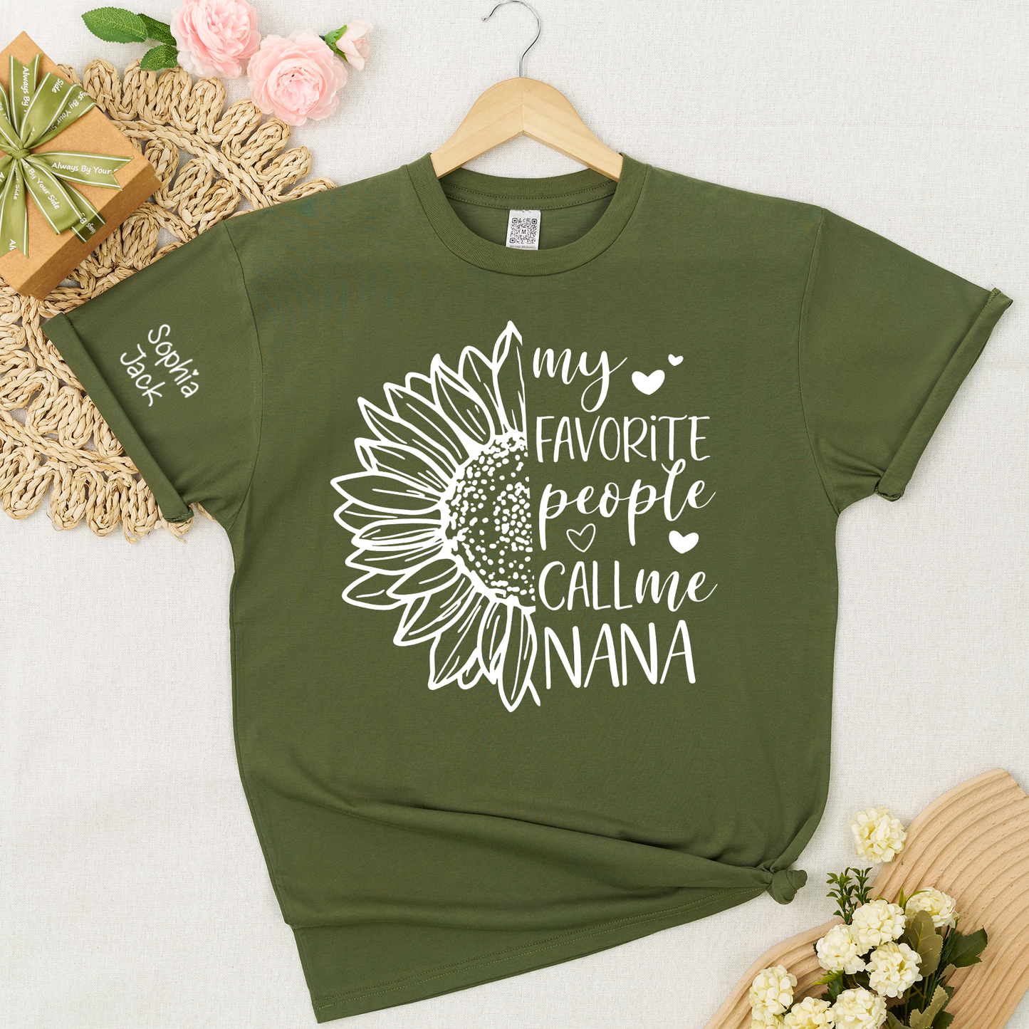 My Favorite People Call Me Nana Shirt – Personalized Sunflower Grandma T-Shirt with Custom Names