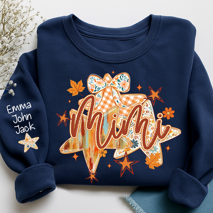 Cute Nana Star Bow Shirt, Personalized Grandma Graphic Tee, Fall Autumn T Shirt, Meaningful Gift from Grandkids