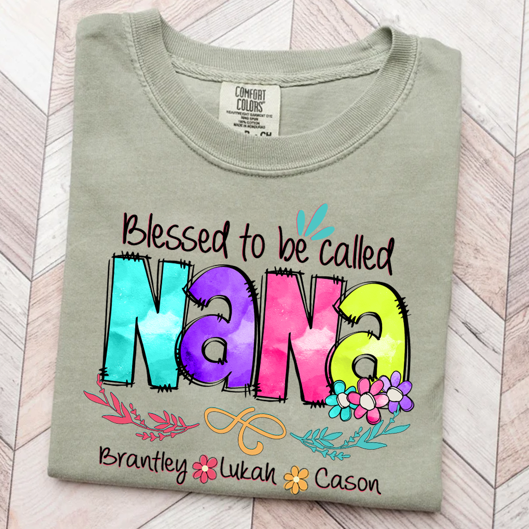 Comfort Colors® Personalize Blessed To Be Called Nana Shirt, Custom Grandma With Grandkids, Gift for Grandma Shirt