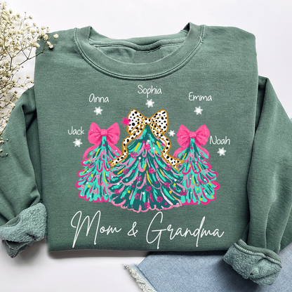 Personalized Mom & Grandma Tree Christmas Sweatshirt, Customized Gifts for Grandma and Kids