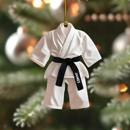 Personalized Karate Uniform Ornament 2025 – Custom Name Martial Arts Gi Christmas Ornament, Gift for Karate Lovers Ornament