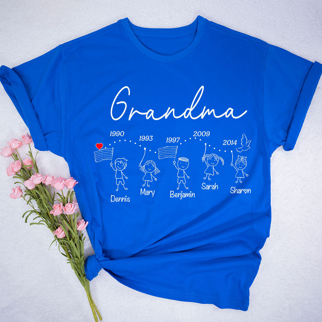Personalized Grandma And Grandkids Est T-Shirt