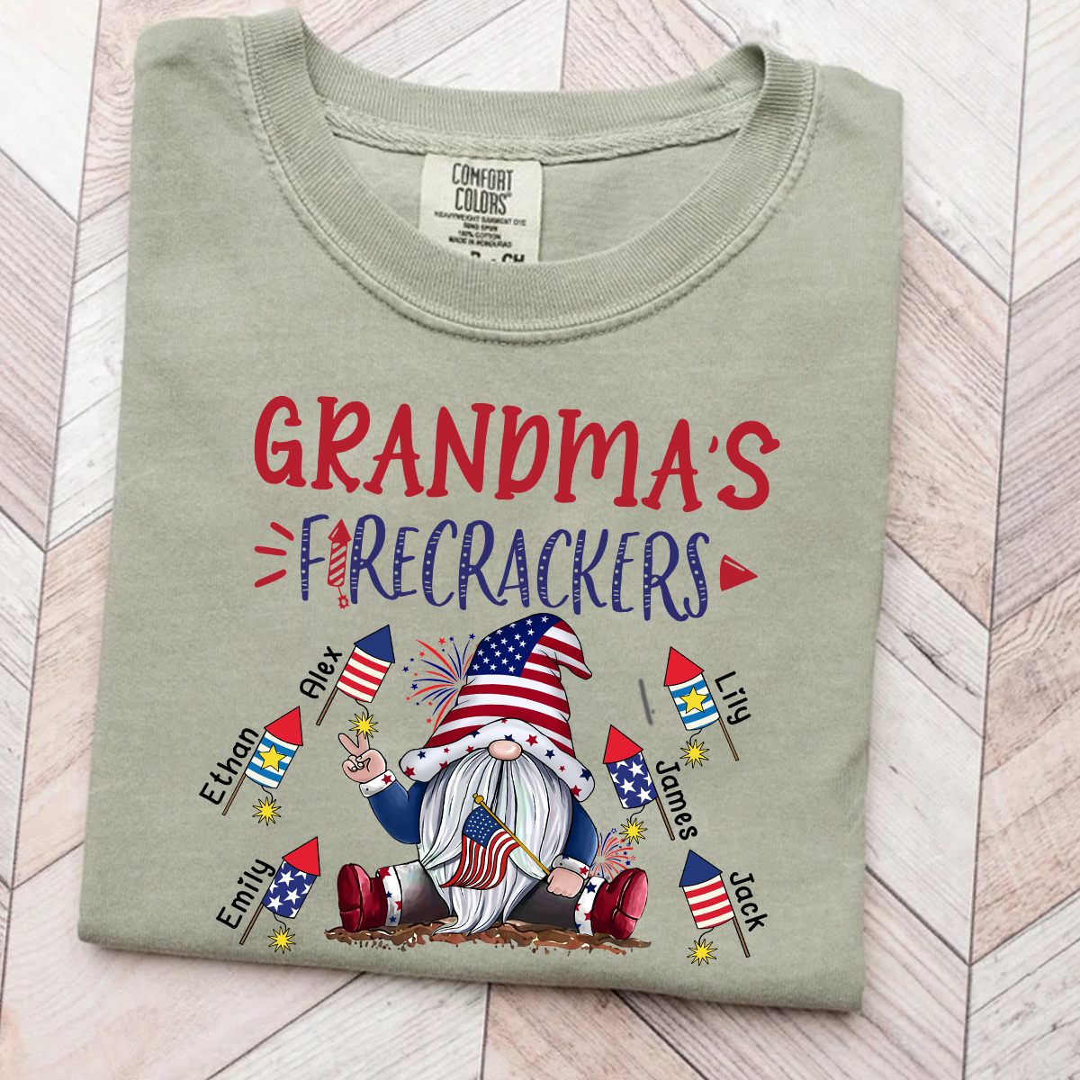 Comfort Colors® Personalized Grandma's Firecrackers Gnomes 4th Of July T-Shirt