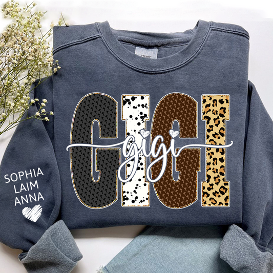 Bible Art & Lettering, Personalized Gigi Sweatshirt – Custom Grandchild Name on Sleeve