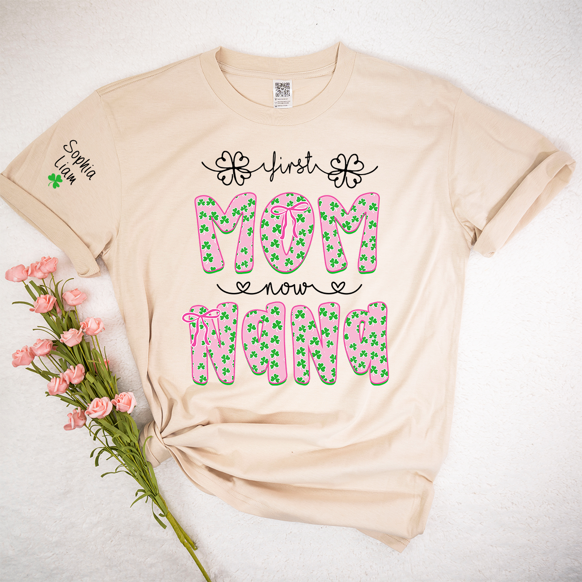Personalized St Patrick’s Day Grandma Shirt with Kids Names, Shamrock Family Shirt, Custom Nana Mimi Mom Clover T Shirt