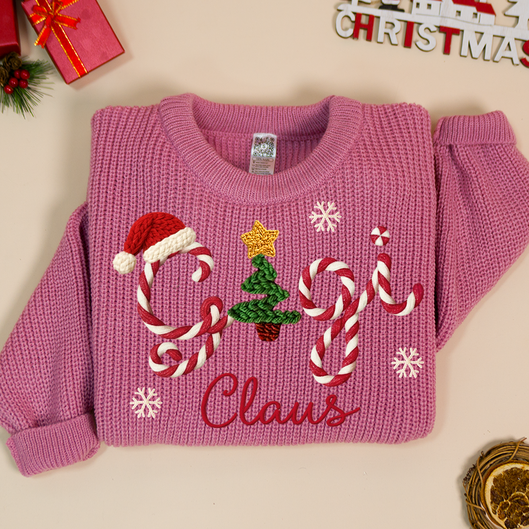 Custom Gigi Hand-Embroidered Sweater Christmas, Gift for Grandma And Kids
