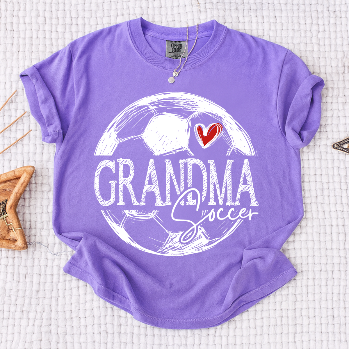 Comfort Colors® Custom Soccer Mimi Heart Shirt, For Gift Grandma Football Tee