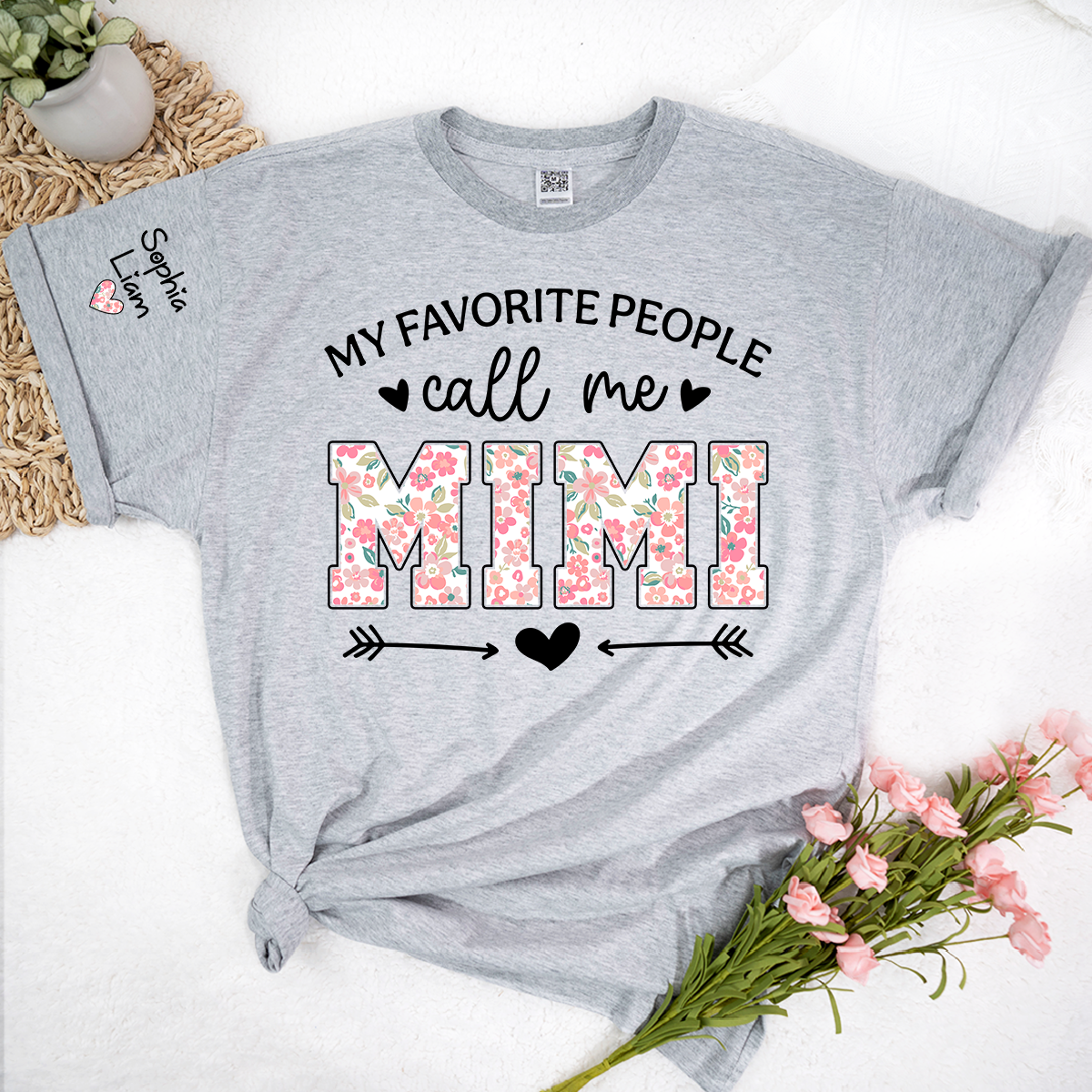 My Favorite People Call Me Mimi Shirt Floral Design, Personalized Grandma T Shirt with Names