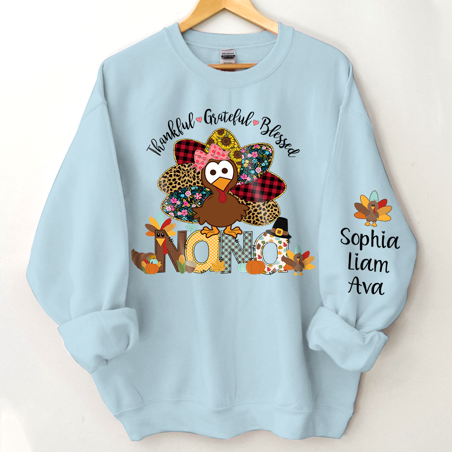 Personalized thankful grateful blessed nana with grandkids Sweatshirt