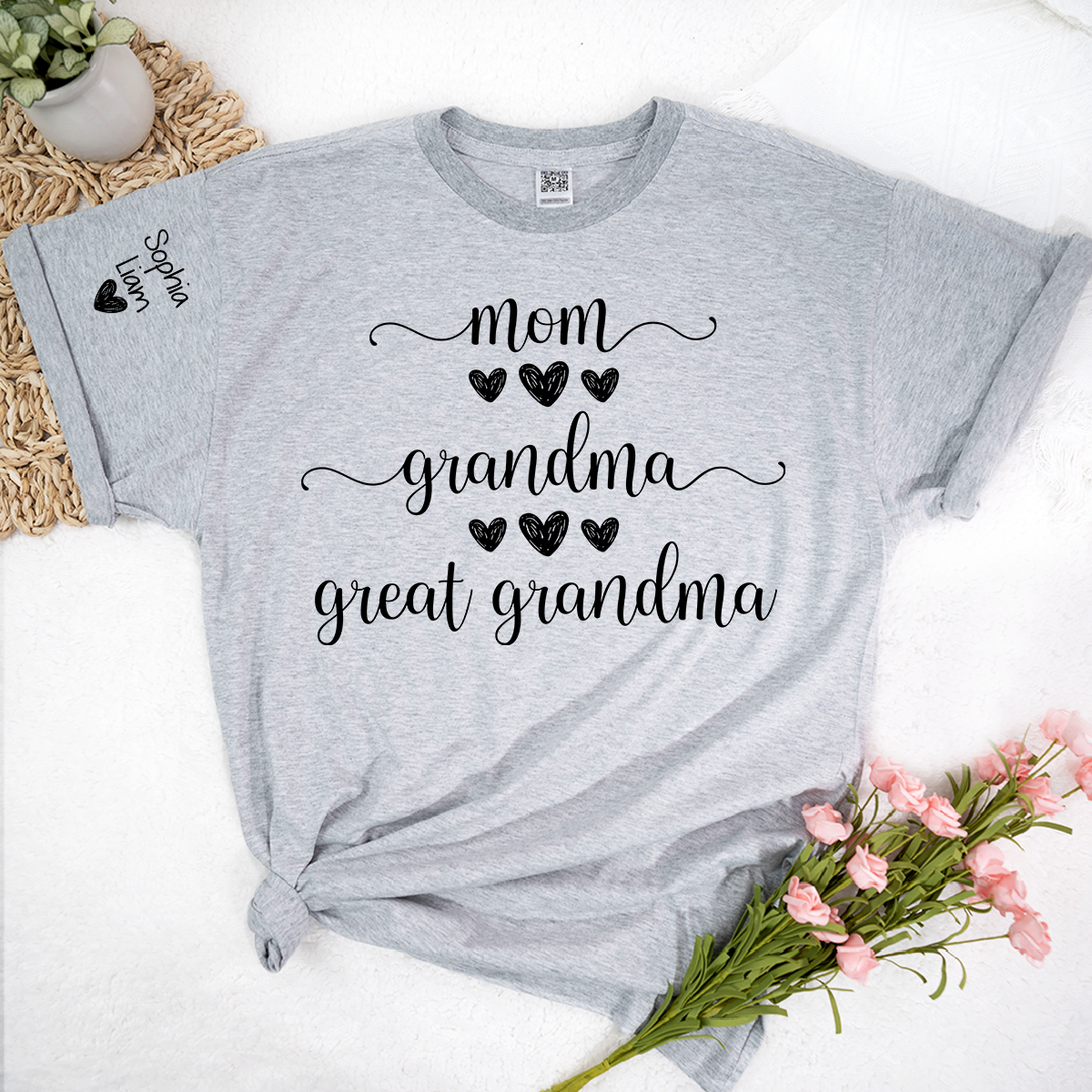 Mom Grandma Great Grandma Shirt, Custom Grandma Tee with Children Names, Cute Family Shirt for Mom Grandmother Gift Idea