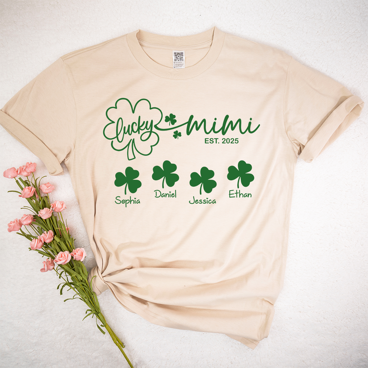 Lucky Mimi EST 2025 Shirt, Personalized Grandma Family Shirt with Names, St Patricks Day Shamrock Gift for Mimi