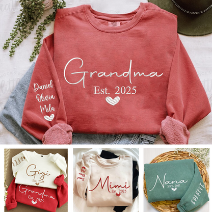 Custom Embroidered Grandma Nana Mimi Est And Grandkids