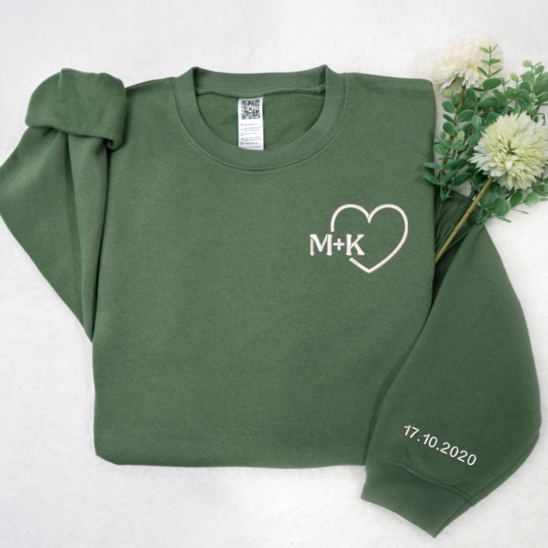 Personalised Embroidered Couples Gift, Couple Matching Personalised Sweatshirt TH