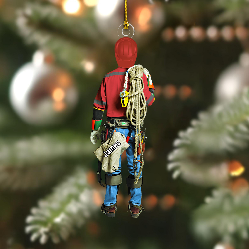 Personalized Lineman Ornament 2025 – Custom Electric Utility Worker Ornament, Christmas Gift for Lineman Dad or Husband Ornament
