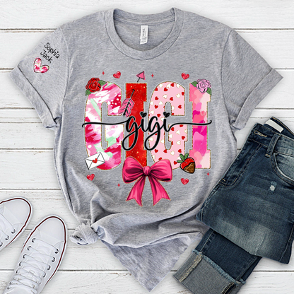 Valentine's Day Gigi T-shirt, Cute Heart Family Love Design For Gift Grandma