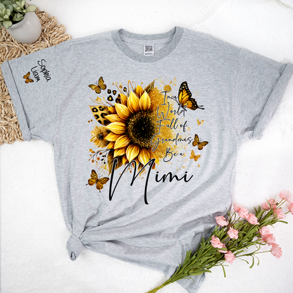 In a World Full of Grandmas Be a MIMI T Shirt, Personalized with Family Names, Sunflower and Butterfly Design, Ideal Gift for Mimi