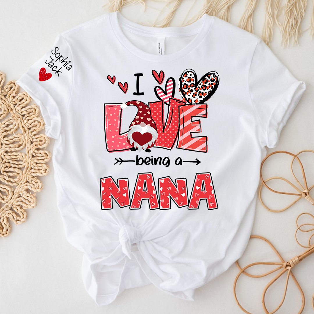 I Love Being Called Nana Sweatshirt, Heart Gnome Valentine Gift For Grandma And Her Grandchildren