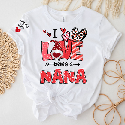 I Love Being Called Nana Sweatshirt, Heart Gnome Valentine Gift For Grandma And Her Grandchildren